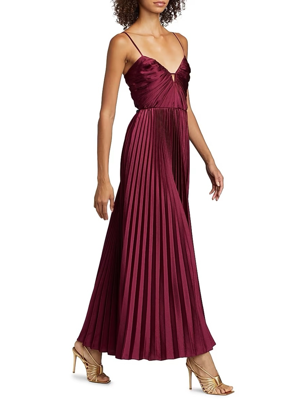 ML‎ Monique Lhuillier Suzette Satin Maxi Dress Size 4  Bordeaux